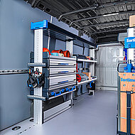 Flexible Fahrzeugeinrichtung  f&uuml;r wechselnde Eins&auml;tze