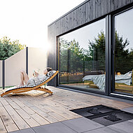 Stelzlager plus Aluminium-Steckprofil-Konstruktion