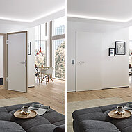 Designtür: Breiter Falz überdeckt Zargenbekleidung