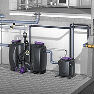 KESSEL: Ein starkes Team: Flexible Hebeanlage passend für den Einsatz hinter Fettabscheidern