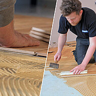Fischgrätverlegung mit Premium-Parkettklebstoff