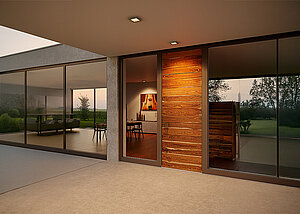 Alles, aber barrierefrei:  Pivot-T&uuml;r trifft Nullschwelle