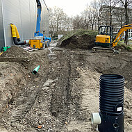 Dachentwässerung mit drei Flachtanks