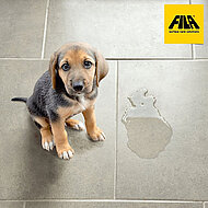 “Saubere Flecken” auf Feinsteinzeugboden