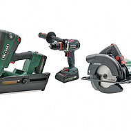 Drei Markenwerkzeuge, ein Akku