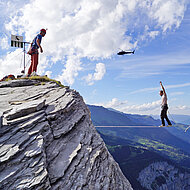 Akku-Bohrhammer beim Highline-Rekordversuch