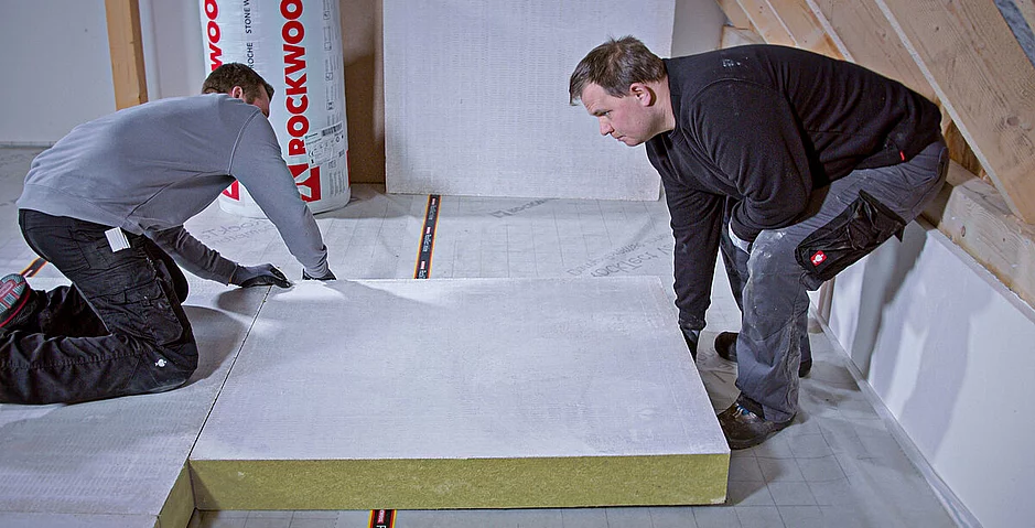 D&auml;mmung der obersten Geschossdecke mit Steinwolle