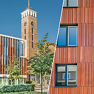 Eine Fassade mit genau choreografiertem Muster