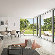 Große Fensterflächen individuell konfigurierbar