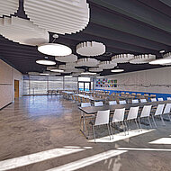 Odenwald Faserplattenwerk: Wie die Wolkenformationen »Cloud« für ein Wohlfühlklima sorgt und die Akustik optimiert