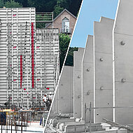 Hohe Betonwände aus einem Guss