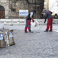 Pflastersteinbelag in Bad Schandau hochwassersicher verlegt