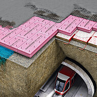 Freischwingende Konstruktion über dem U-Bahn-Tunnel