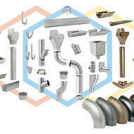 Gefärbte Dachentwässerung aus HFX Edelstahl