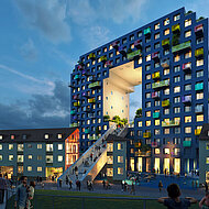 Hochleistungs-Mineralwolle für »Orbit«-Fassade