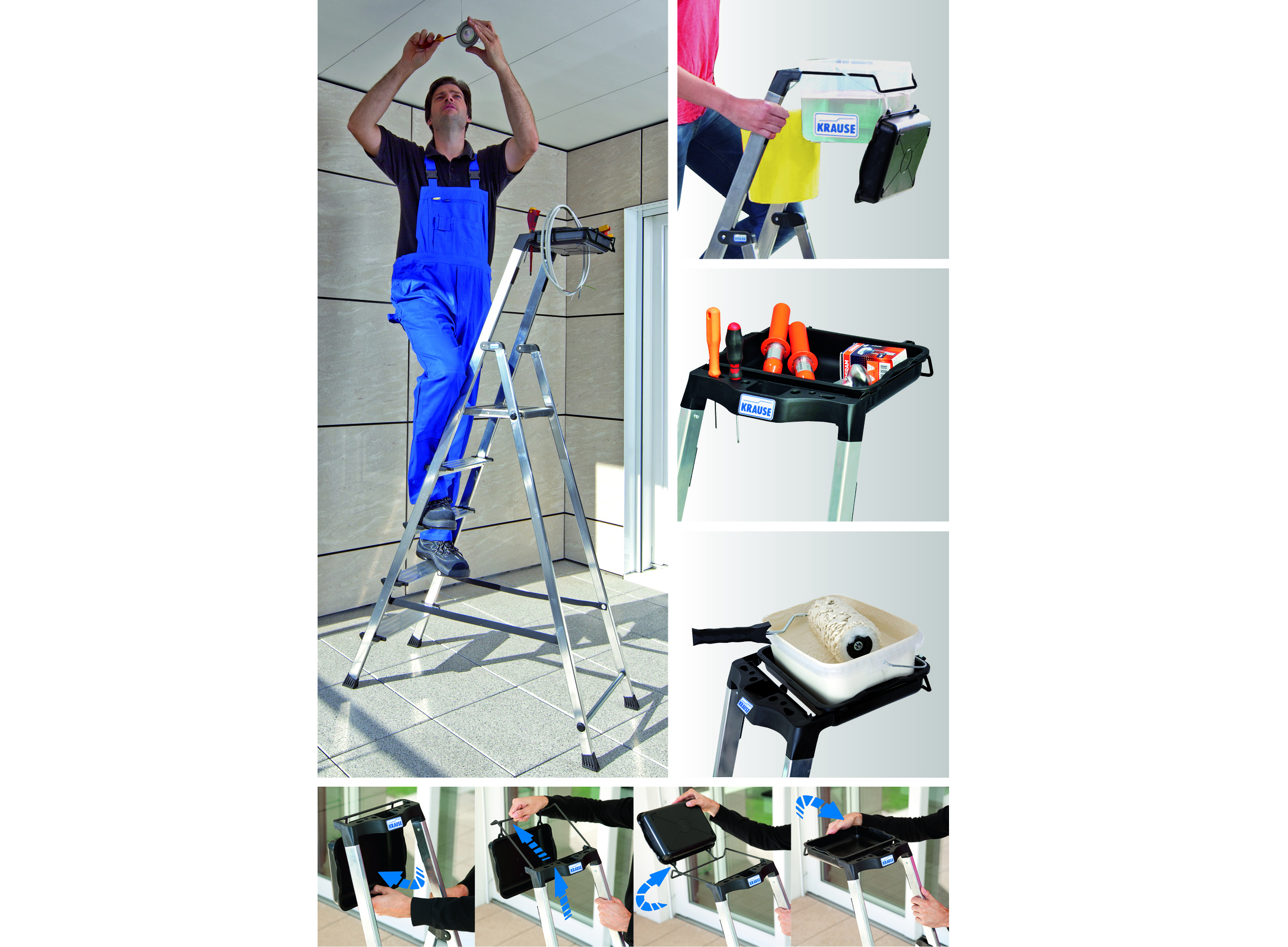 Krause-Stehleiter mit MultiGrip-System